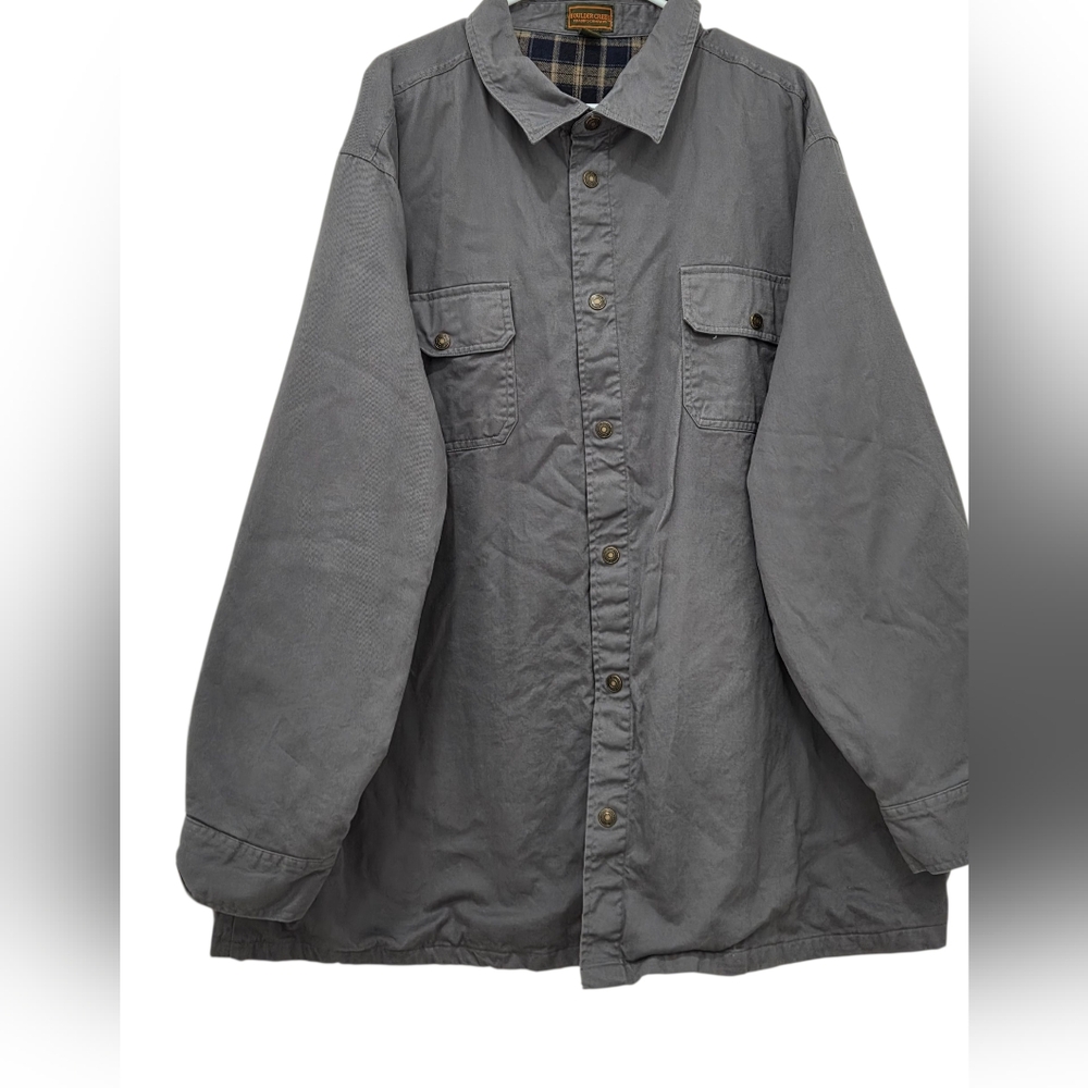 Gray BOULDER CREEK Snap Front Flannel Lined Shirt Jacket 3XL Tall - Picture 2 of 16